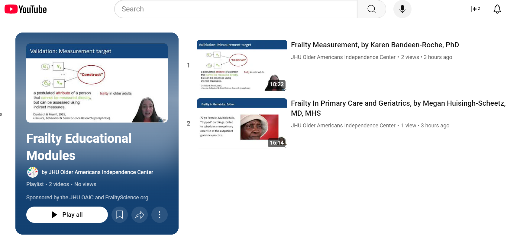 Frailty Educational Video Modules Featured Image